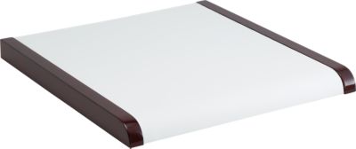 White Leatherette Medium Platform with Cherrywood Trim