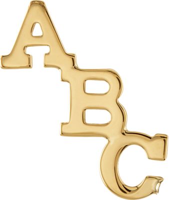 Block Initial Collar Pin Without Diamond