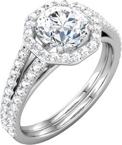 Halo-Styled Split Shank Engagement Ring Mounting