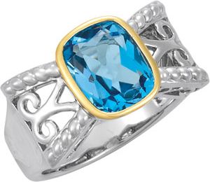 Genuine Swiss Blue Topaz Ring