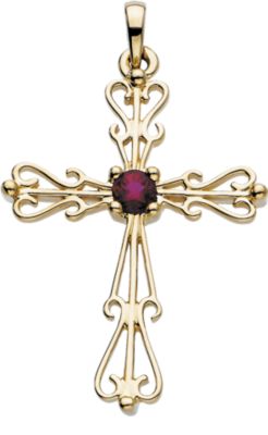Cross Pendant with Genuine Ruby