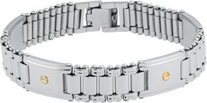 Stainless Steel & 14kt Yellow ID Bracelet with Screws