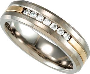 Titanium Band with 14K Gold Inlay and .50 ct tw Diamonds