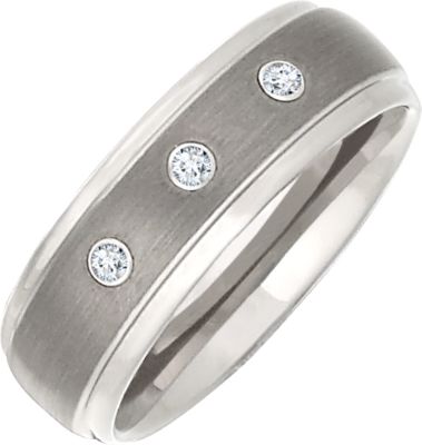 Dura Tungsten&reg; & Steel Bezel Ridged Band 