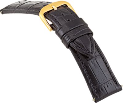 18mm Ladies Short Alligator Grain Padded Black Watch Strap