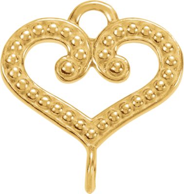 Granulated Design Heart Link with Rings