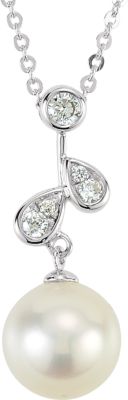 Freshwater Cultured Pearl and Diamond Necklace