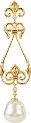 Fleur-de-Lis Design Dangle Pendant for Pearl 