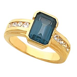 Bezel-Set  Ring Mounting for Emerald/Octagon Center