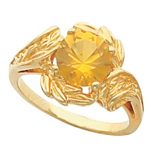 Leaf Design Ring Mounting for Round Gemstone Solitaire