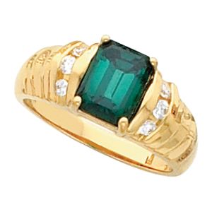 Accented Ring Mounting for Emerald/Octagon Center