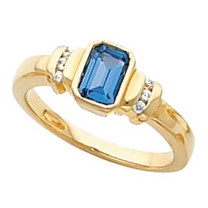 Bezel-Set  Ring Mounting for Emerald/Octagon Center