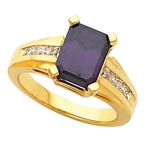 Ring Mounting for Emerald Shape Gemstone 