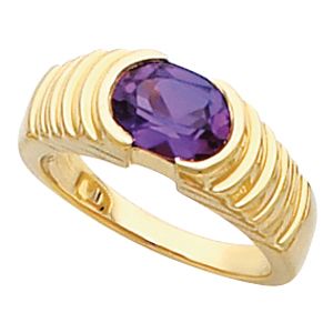 Bezel-Set Ring Mounting for Oval Gemstone Solitaire