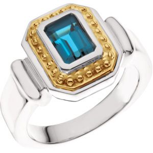 Beaded Bezel-Set Ring for Emerald-Shape Gemstone