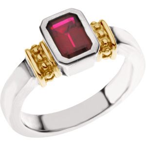 Beaded Bezel-Set Ring for Emerald-Shape Gemstone