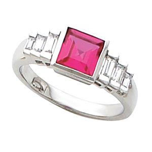 Bezel-Set Ring Mounting for Princess - Cut Gemstone 