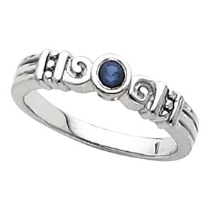 Scroll and Bead Ring for Bezel-Set Round Solitaire