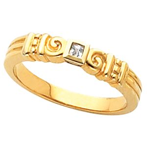 Scroll and Bead Ring for Square Solitaire