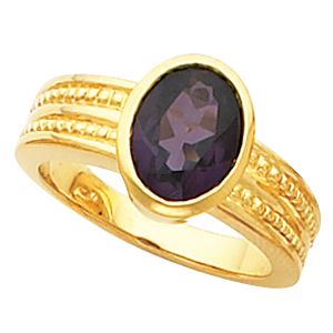 Bezel-Set Ring Mounting for Oval Gemstone Solitaire