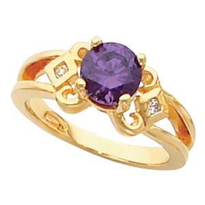 Scroll Design Split-Shank Ring Mounting for Round Gemstones