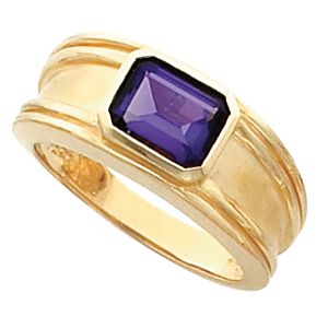 Bezel-Set Ring Mounting for Emerald Shape Gemstone Solitaire 