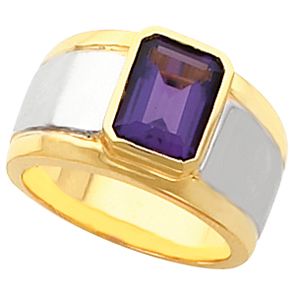 Bezel-Set Ring Mounting for Emerald Shape Gemstone Solitaire 