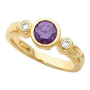 Bezel-Set Ring Mounting for Round Gemstone Center