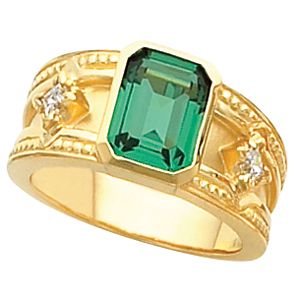 Bezel-Set Ring Mounting for Emerald Shape Gemstone 