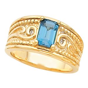 Ring Mounting for Emerald Shape Gemstone Solitaire