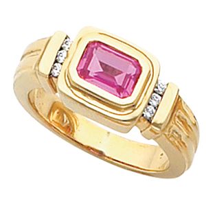 Bezel-Set Ring Mounting for Emerald Shape Gemstone 