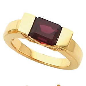 Channel-Set Accented Ring Mounting for Emerald/Octagon Center