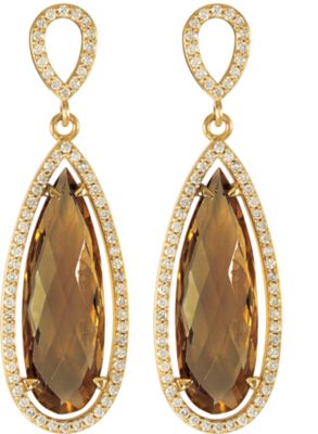 Halo-Style Pear Shaped Dangle Earrings