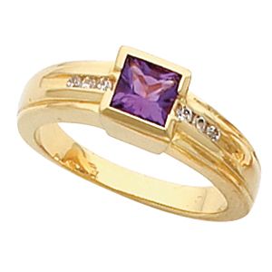 Bezel-Set Ring Mounting for Princess - Cut Gemstone 