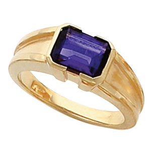 Bezel-Set Ring Mounting for Emerald Shape Gemstone 