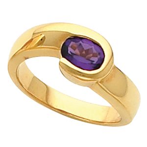 Bezel-Set Ring Mounting for Oval Gemstone Solitaire