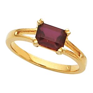 Ring Mounting for Emerald Shape Gemstone Solitaire
