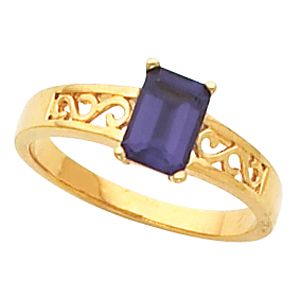 Ring Mounting for Emerald Shape Gemstone Solitaire