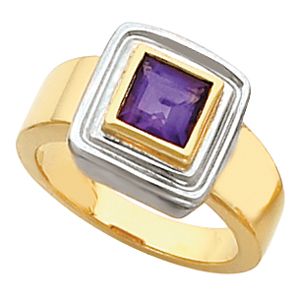 Bezel-Set Ring for 6.0 mm Square Gemstone Solitaire
