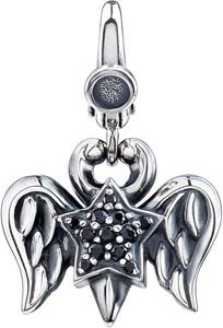Black CZ Double Wing & Star Charm