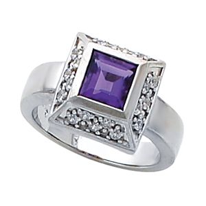 Bezel-Set Ring for 6.0 mm Square Gemstone