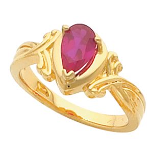 Ring Mounting for Pear Shape Gemstone Solitaire