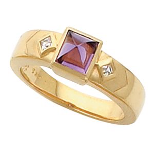 Bezel-Set Ring Mounting for Princess - Cut Cabochon Gemstone Solitaire