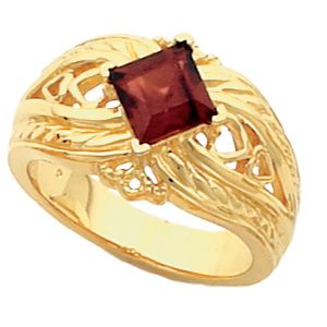 Openwork Heart Design Ring for 6.0 mm Square Gemstone Solitaire
