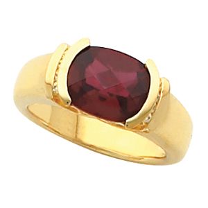 Accented Bezel-Set Ring Mounting for Antique Cushion Center