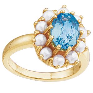 Vintage Design Ring Mounting for Oval Gemstone and  Seed Pearls