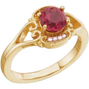 Vintage Design Ring Mounting for 6.0 mm Gemstone and Seed Pearls