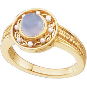 Vintage Design Ring Mounting for 6.0 mm Cabochon and Seed Pearls