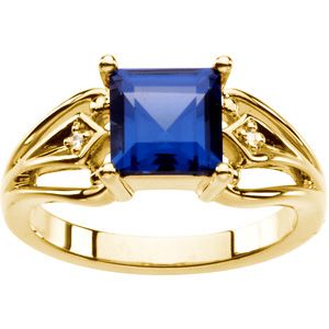 Ring Mounting for Princess - Cut Gemstone