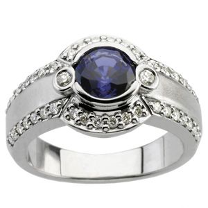 Ring Mounting for Round Gemstone and Diamond Accents